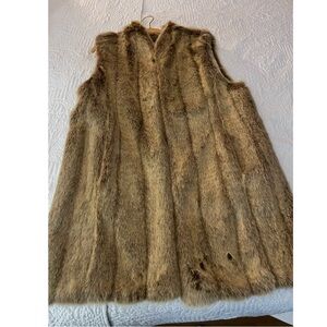 Faux Fur Sleeveless Vest in Brown